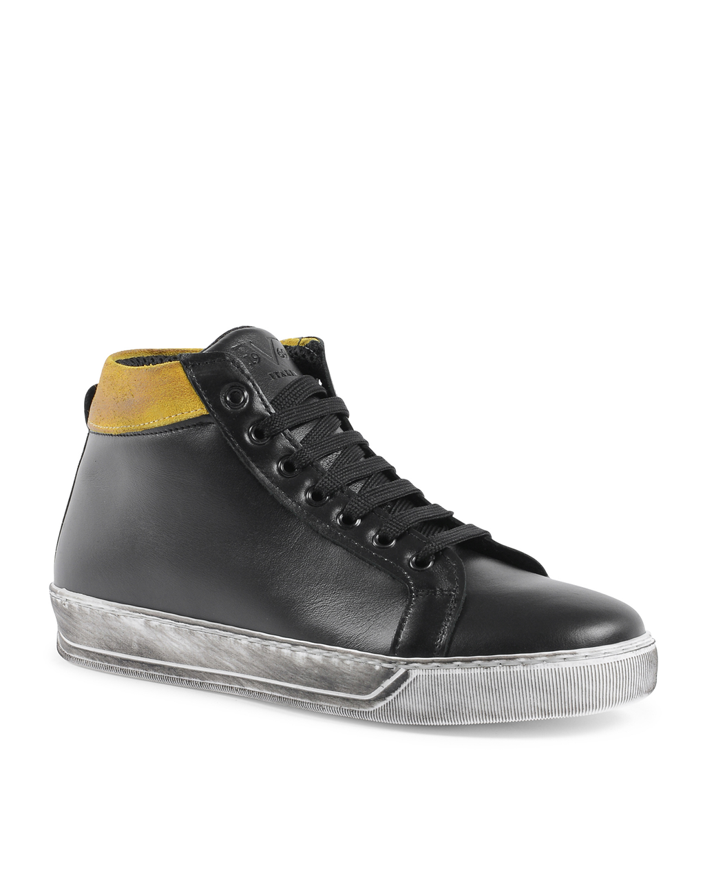 Sneaker da uomo 19V69 Italia Nero Giallo 2130 VITELLO NERO CAM GIALLO