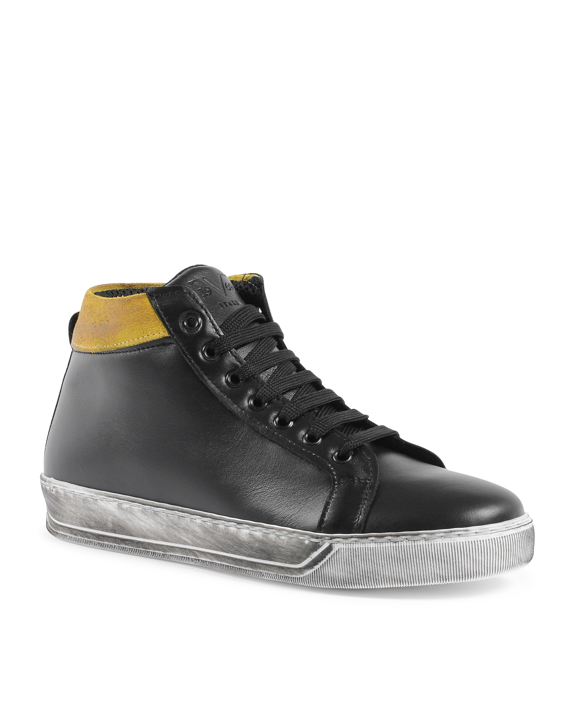 Sneaker da uomo 19V69 Italia Nero Giallo 2130 VITELLO NERO CAM GIALLO