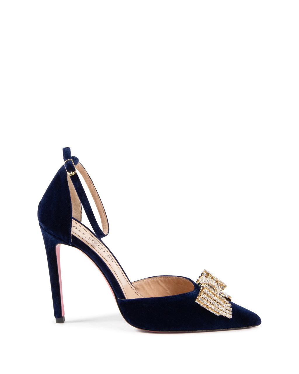Décolleté con fiocco in velluto blu navy