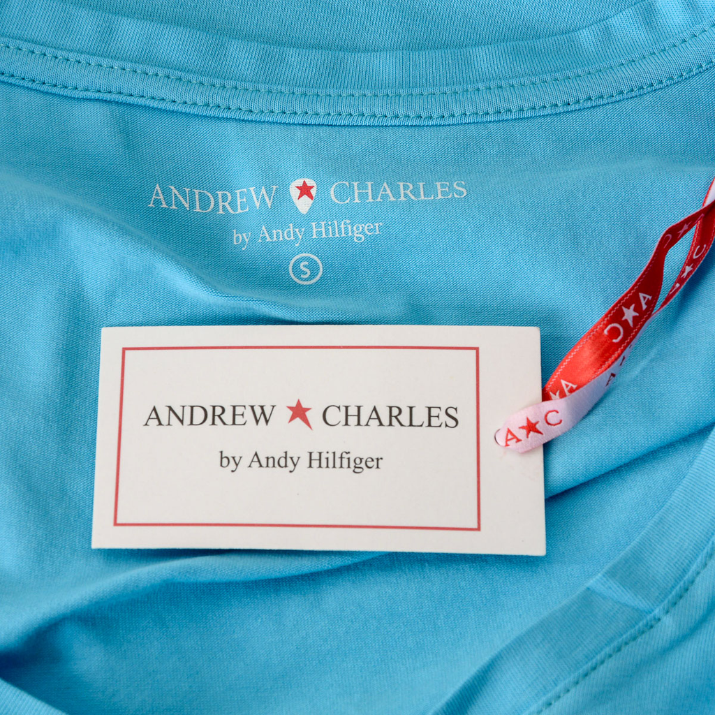 Andrew Charles T-shirt da donna a maniche corte con scollo a V, colore azzurro TAPIWA