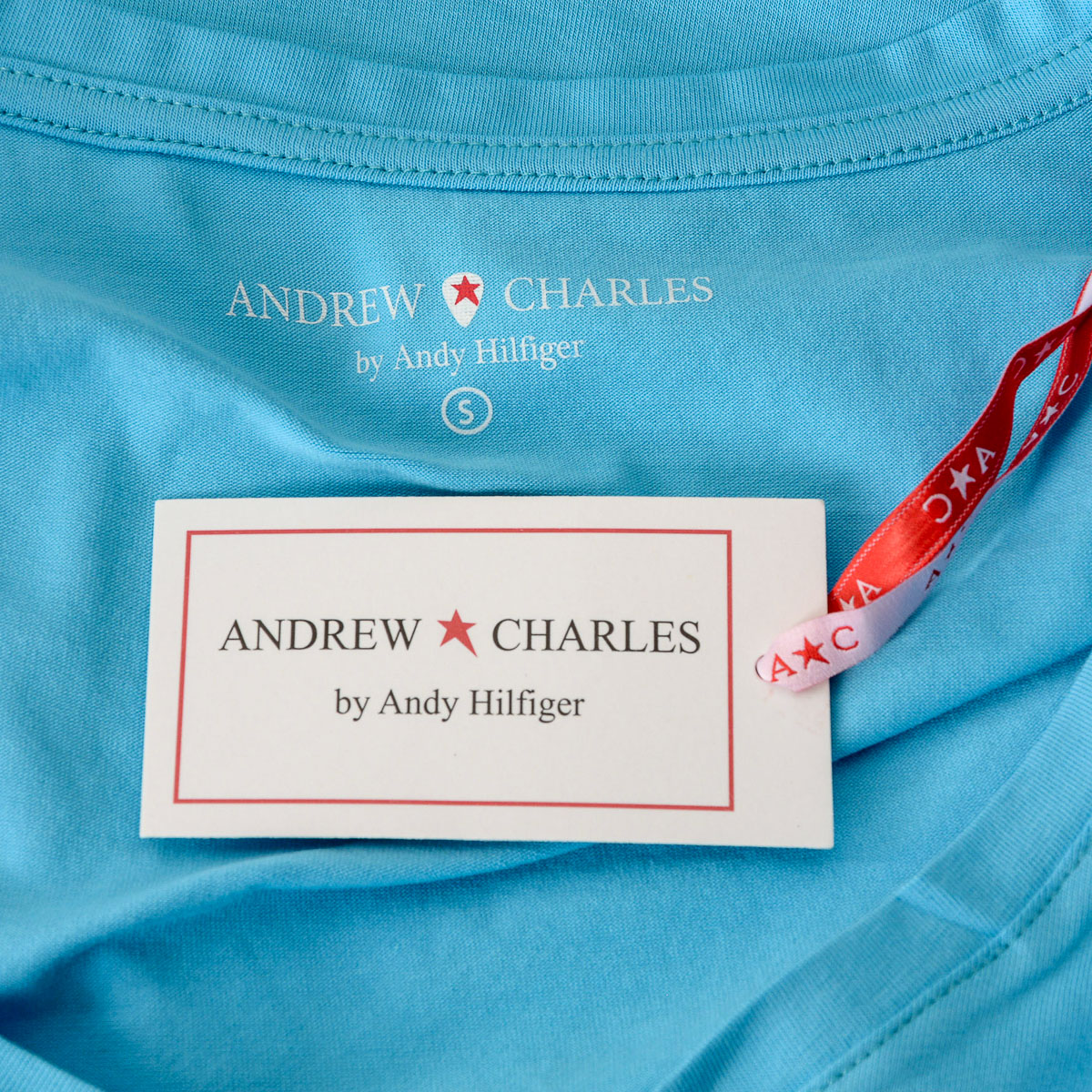 Andrew Charles T-shirt da donna a maniche corte con scollo a V, colore azzurro TAPIWA