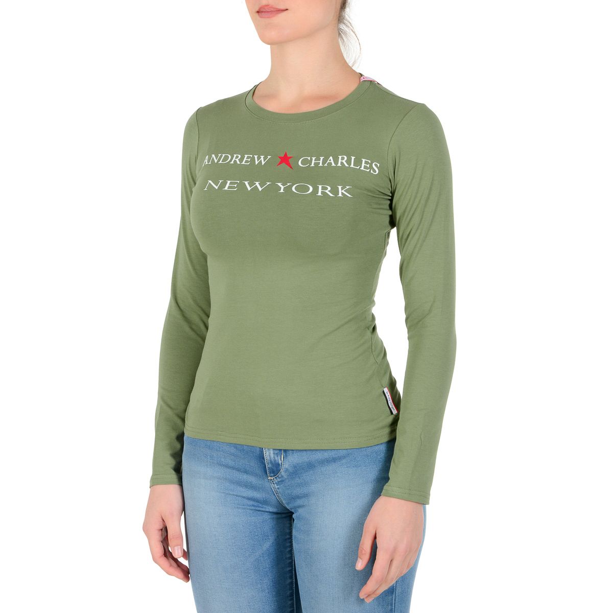 Andrew Charles By Andy Hilfiger T-shirt da donna LS TS602 031002 PHENIX GREEN 003