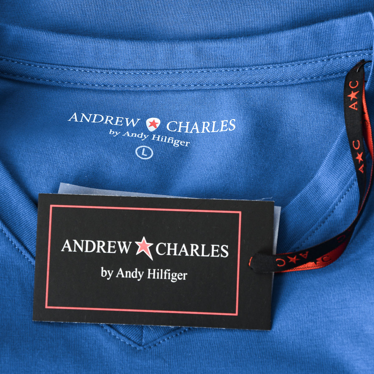Andrew Charles Maglietta da uomo a maniche corte con scollo a V blu KENAN
