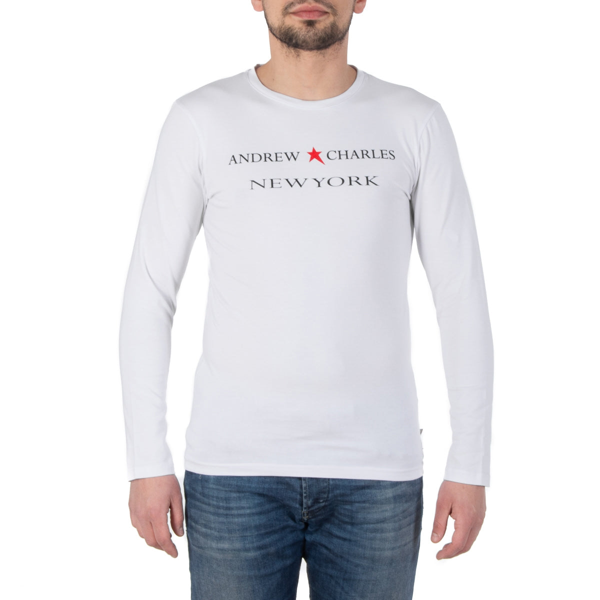 Andrew Charles By Andy Hilfiger T-shirt uomo LS TS160 031002 SELMA WHITE 003