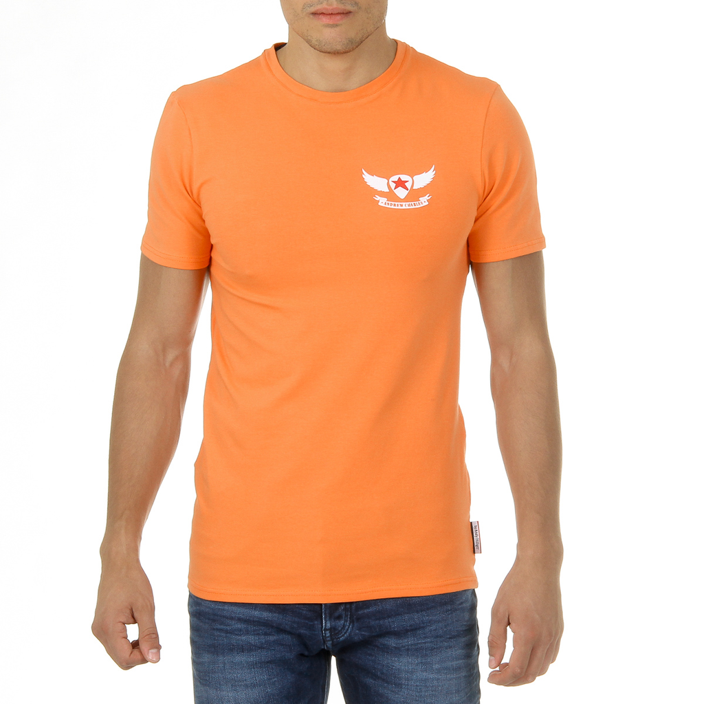 Andrew Charles T-shirt da uomo a maniche corte con scollo rotondo arancione KEITA