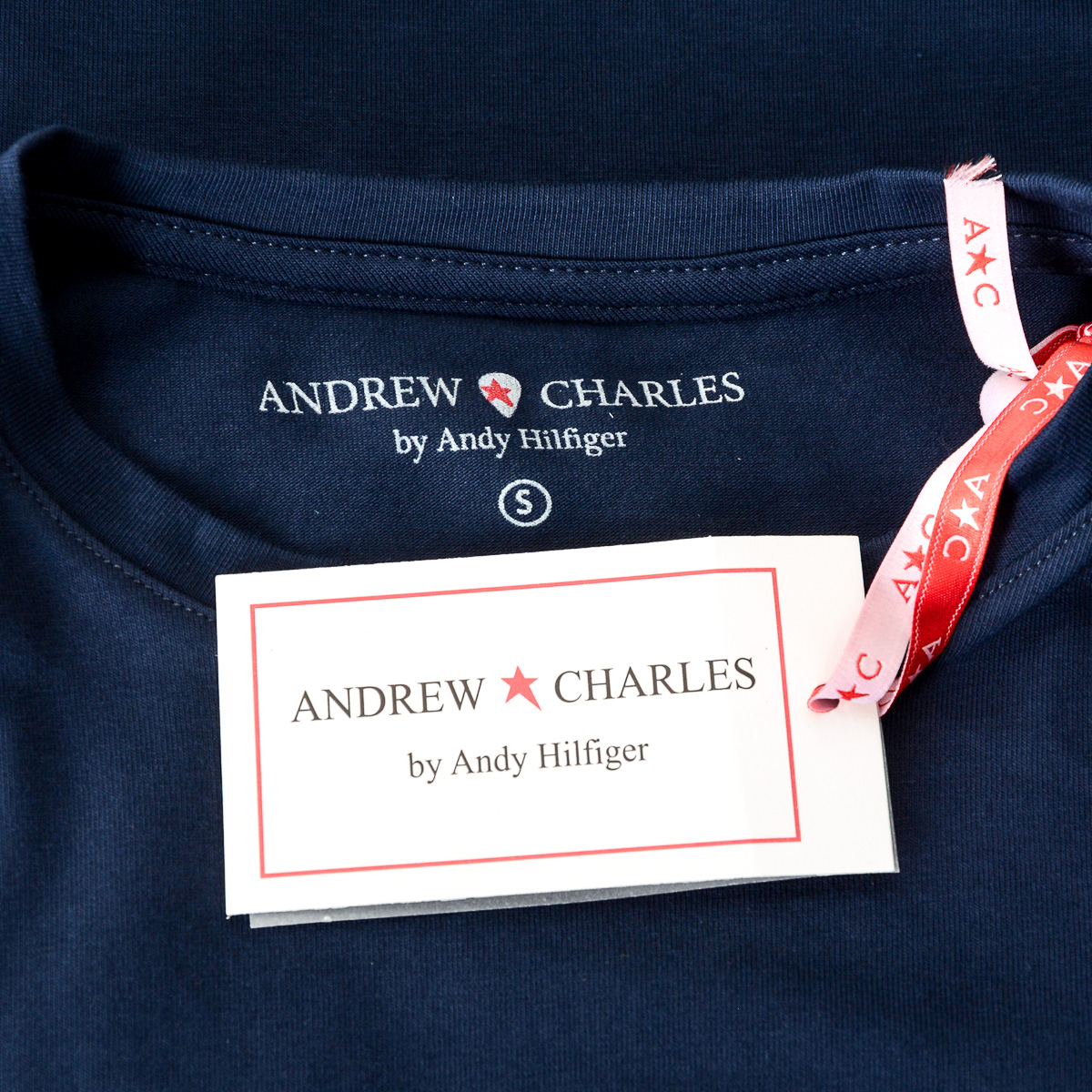 Andrew Charles Maglietta da donna a maniche corte con scollo rotondo blu TARANA
