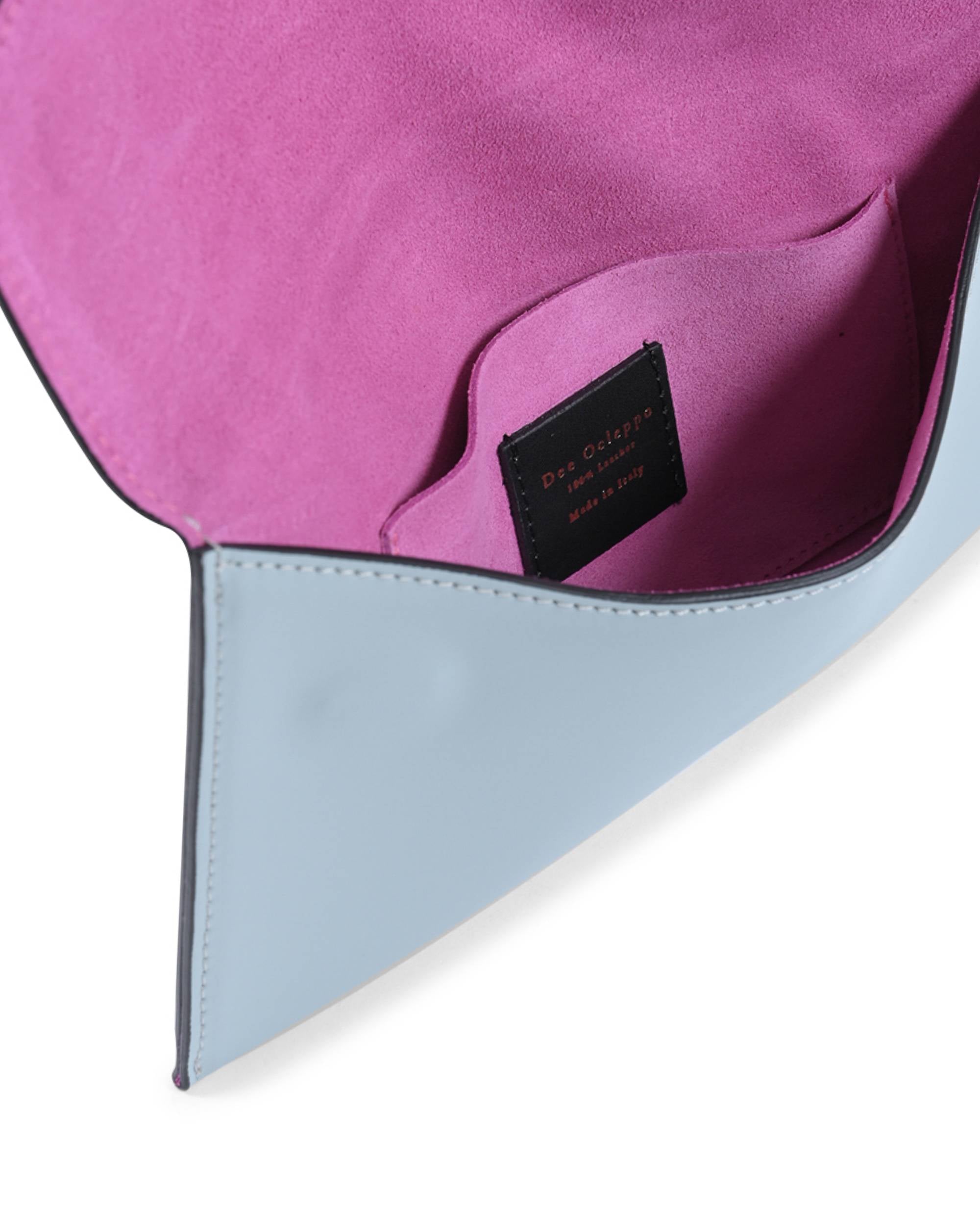 Pochette in pelle a busta - Azzurro
