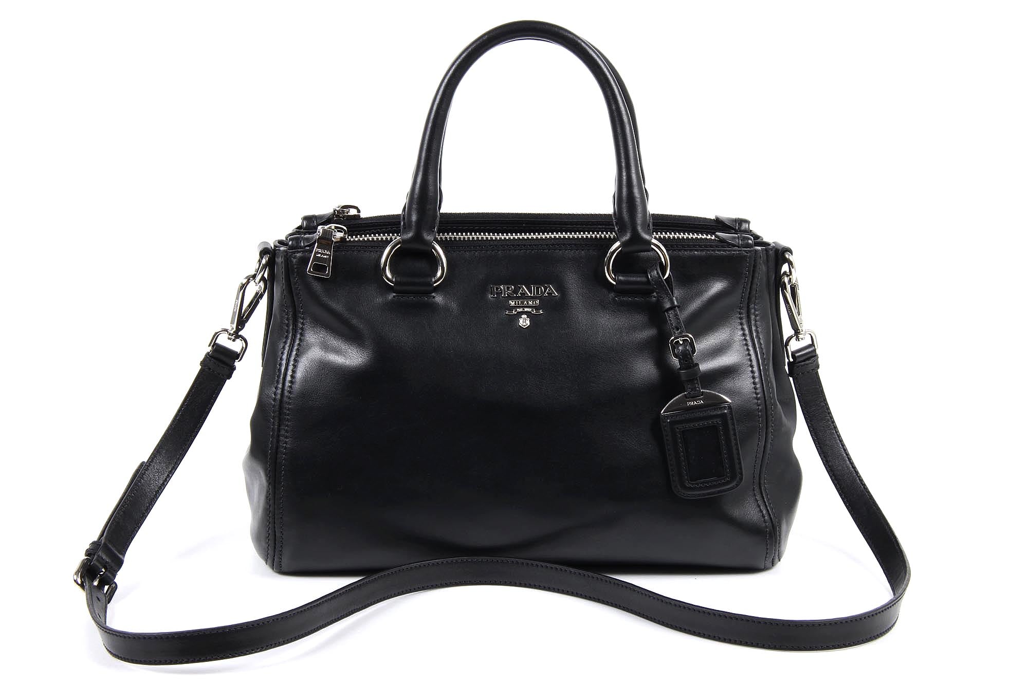 Borsa shopping tote Prada BN2866 Nero Soft Calf