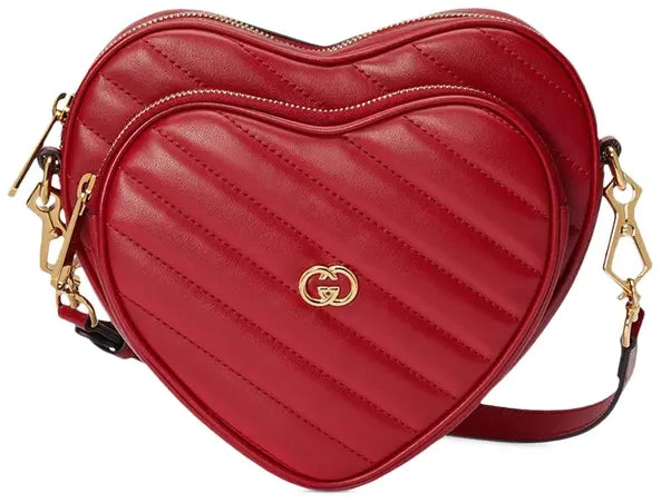 Borsa a tracolla in pelle matelassé con cuore