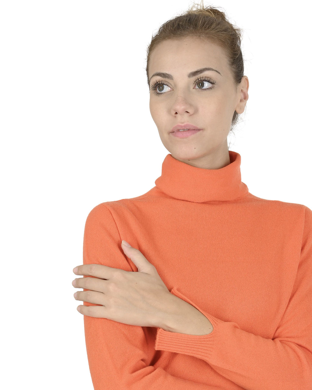 Maglione dolcevita da donna in cashmere Crown of Edinburgh COE 0023 ARANCIONE