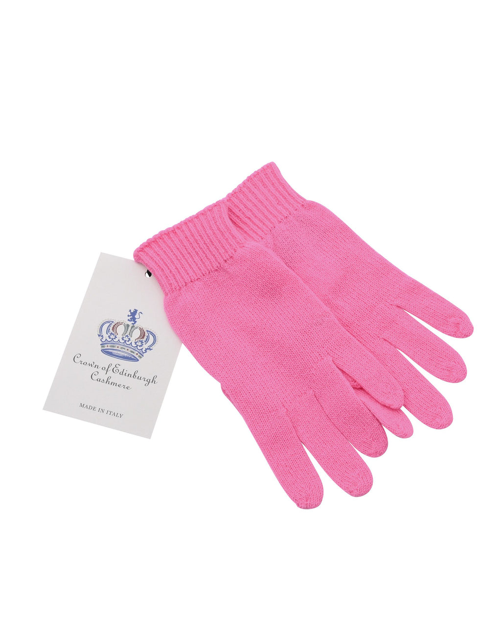 Guanti corti da donna in cashmere Crown of Edinburgh COE 001 ROSA BRILLANTE