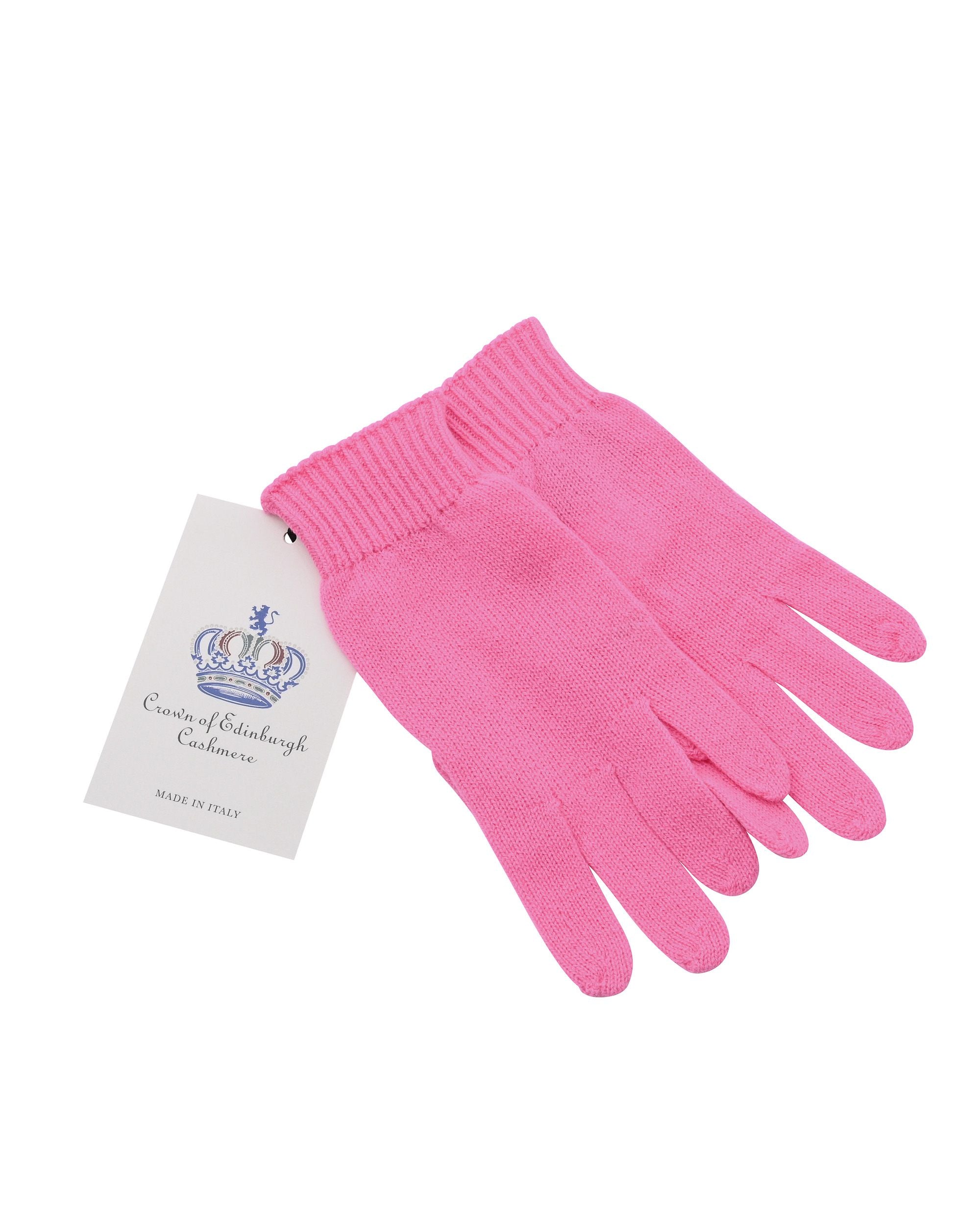 Guanti corti da donna in cashmere Crown of Edinburgh COE 001 ROSA BRILLANTE