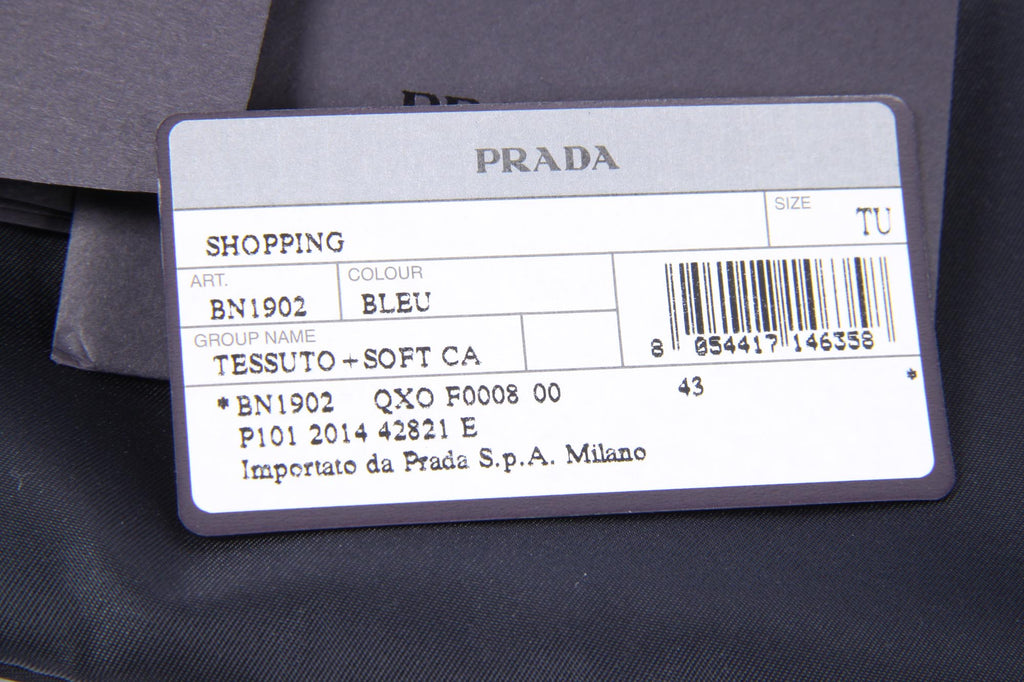 Borsa tote Prada BN1902 Blu Tessuto Soft Calf
