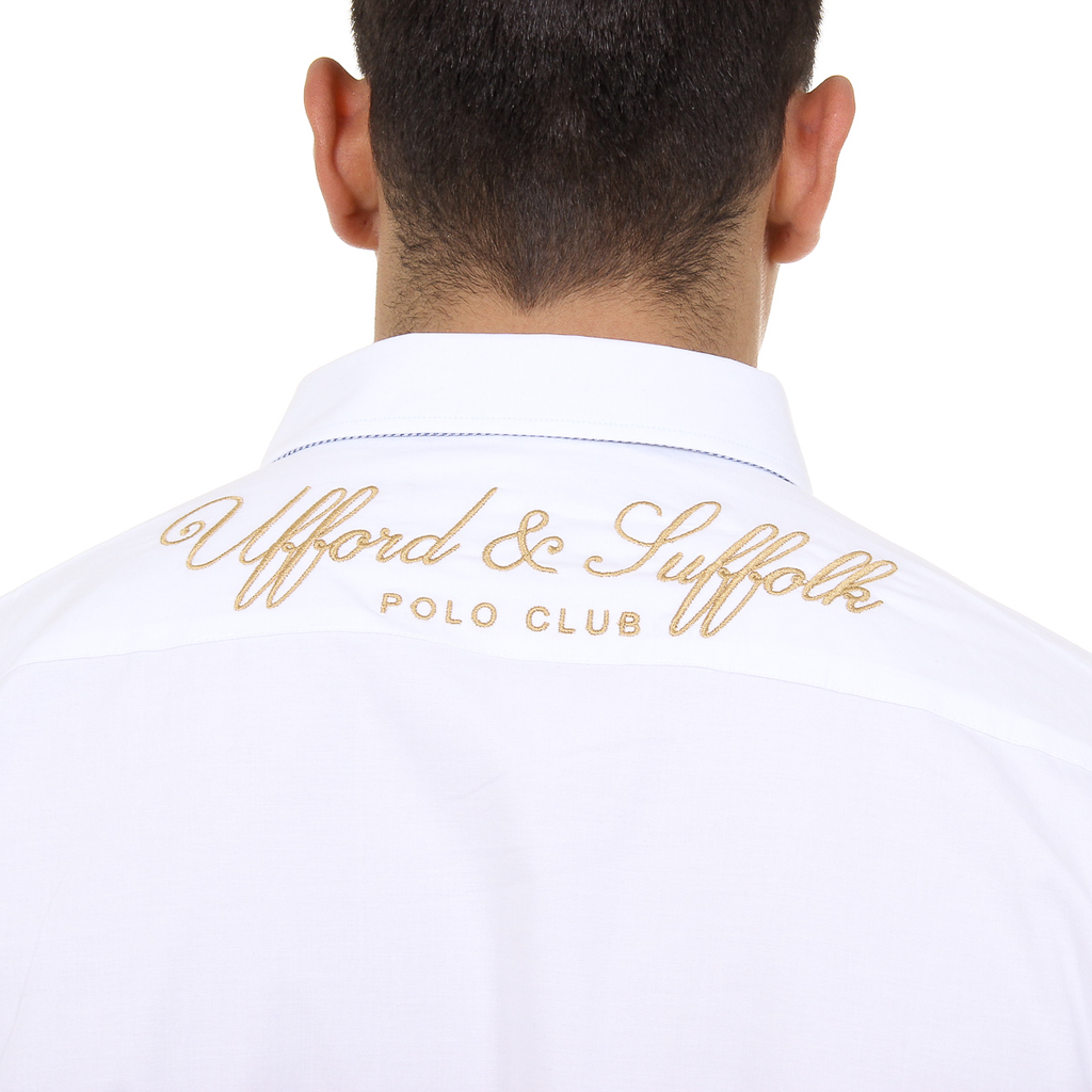 Ufford & Suffolk Polo Club Camicia da uomo a maniche lunghe US010 BIANCO