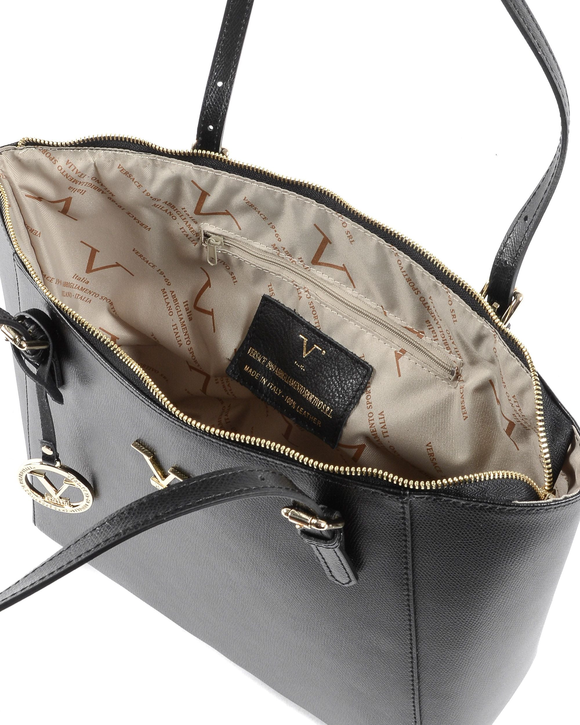 V Italia Borsa a tracolla da donna nera V09 PALMELLATO NERO