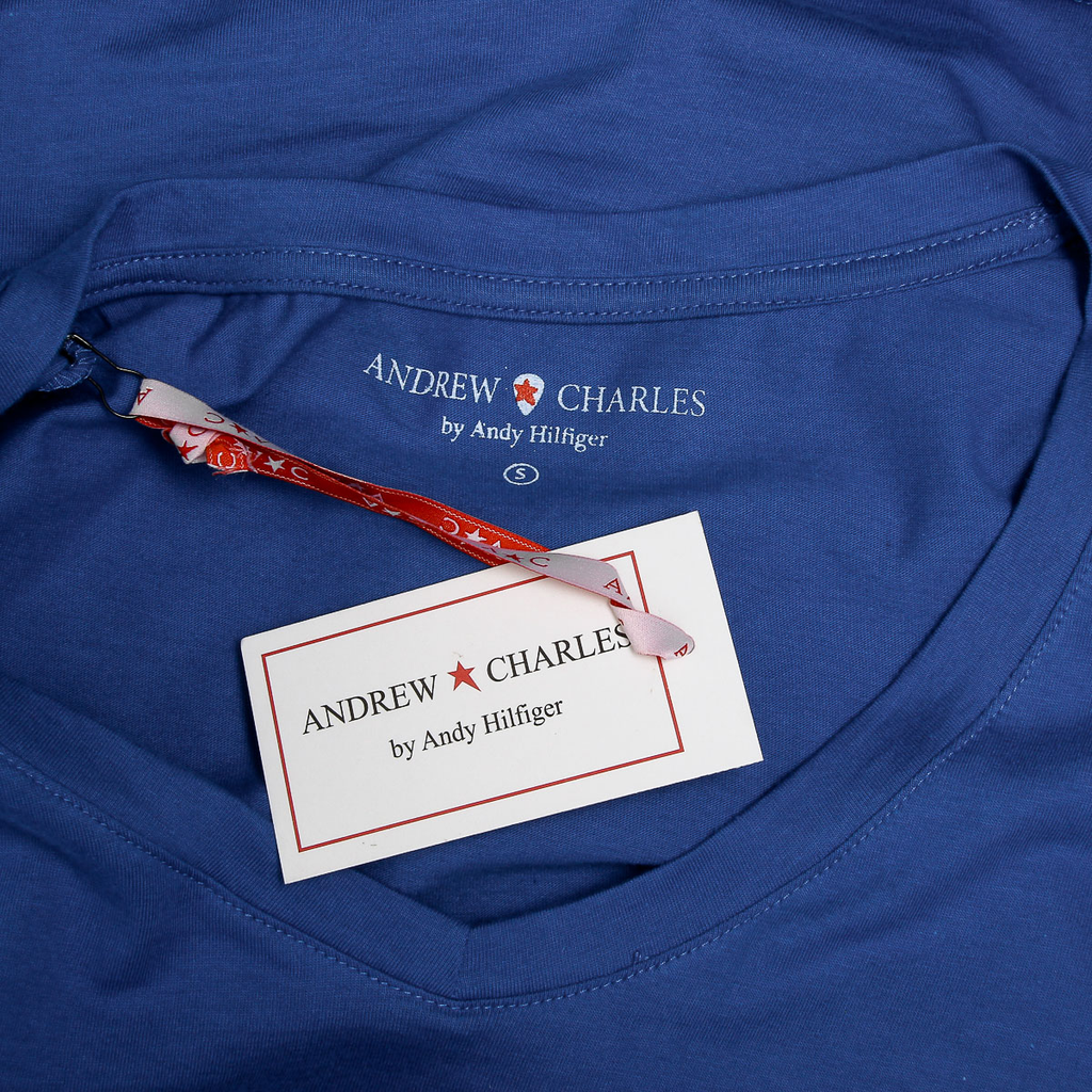 Andrew Charles T-shirt da donna a maniche corte con scollo a V blu TAPIWA