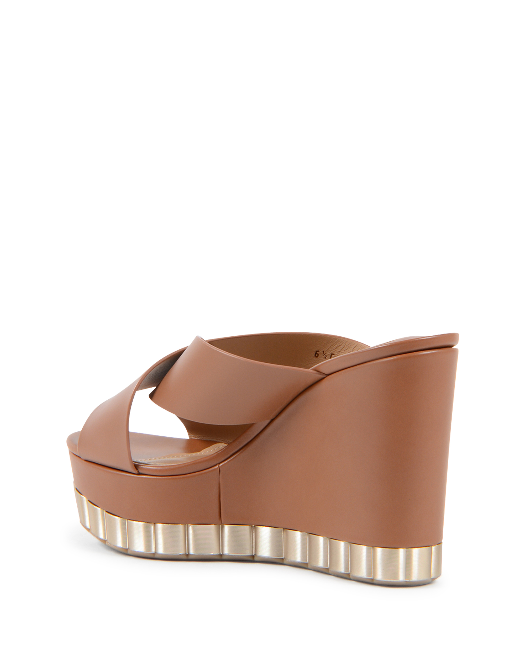 Sandalo con zeppa da donna Salvatore Ferragamo color cuoio NICOSIA