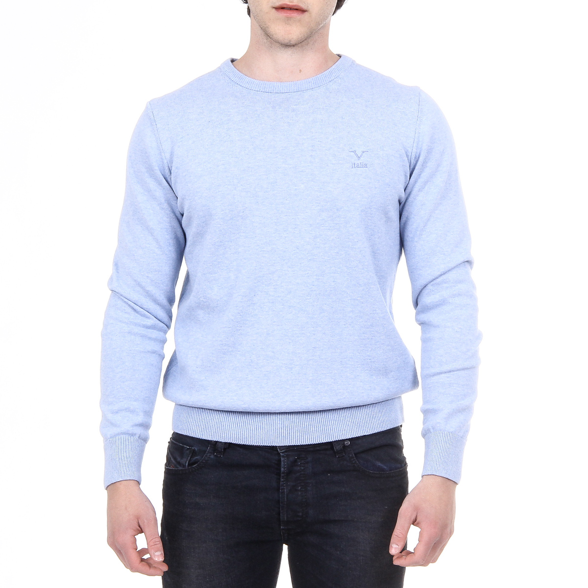 V 1969 Italia Maglione da uomo a maniche lunghe con scollo tondo