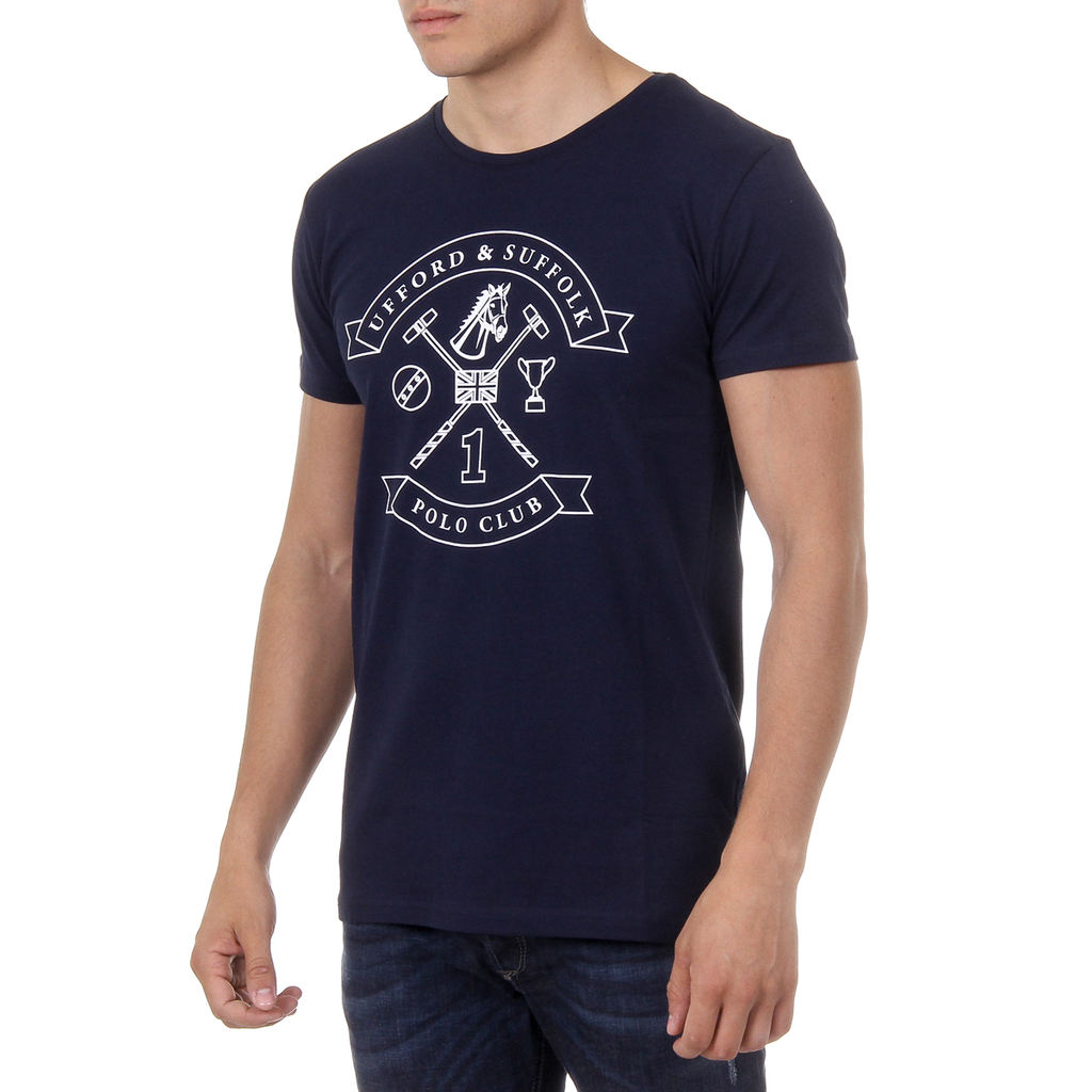 T-shirt da uomo Ufford & Suffolk Polo Club a maniche corte con scollo tondo US027 BLU NAVY