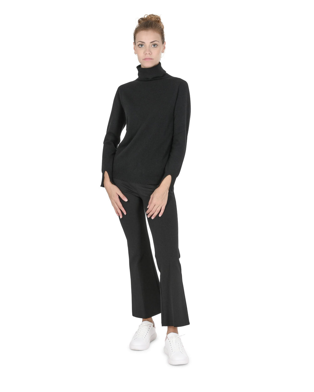 Maglione dolcevita da donna in cashmere Crown of Edinburgh COE 0023 NERO