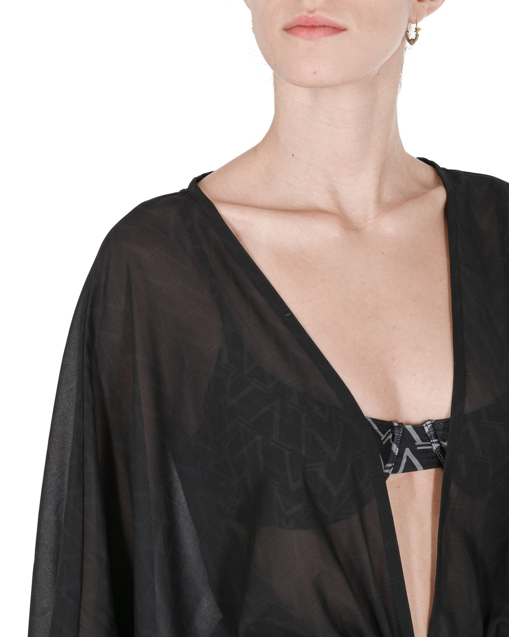 19V69 Italia Costume da bagno da donna in chiffon Caftano VSC1WCU03 NERO