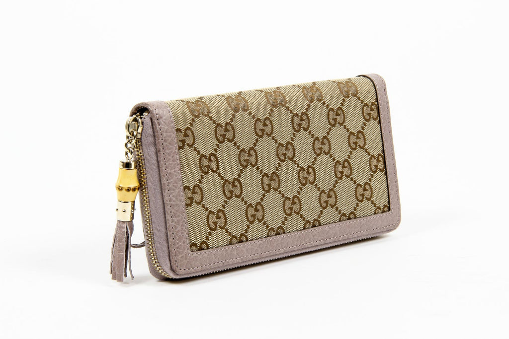 Borsa Gucci da donna in tela GG con frange di bambù e cerniera