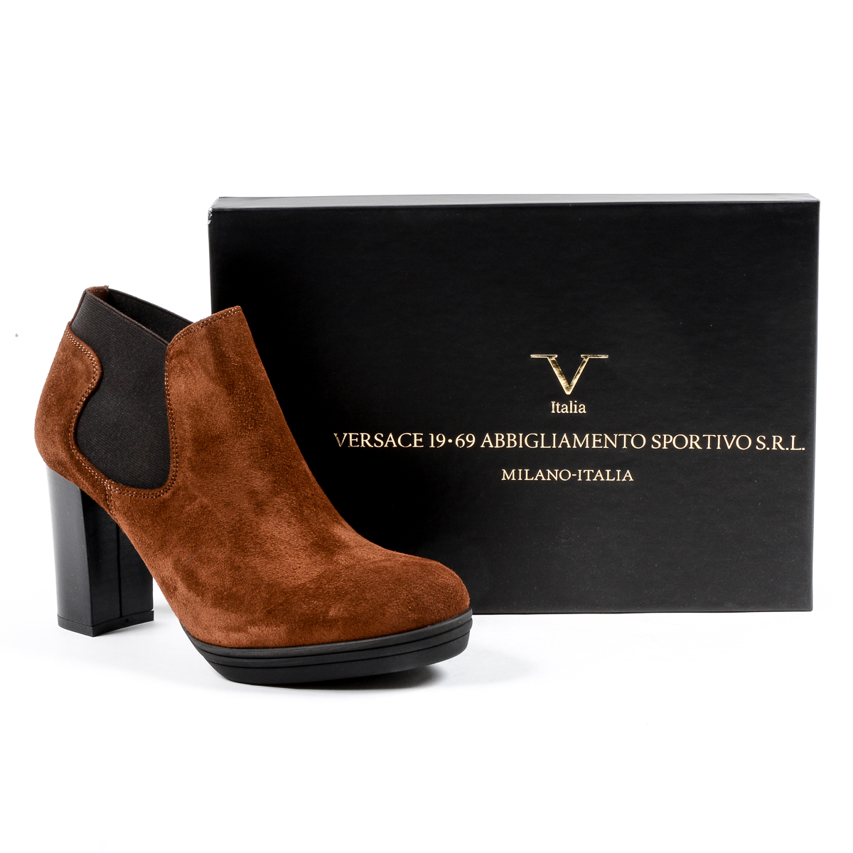 V 1969 Italia Stivaletto con tacco da donna marrone GRACY