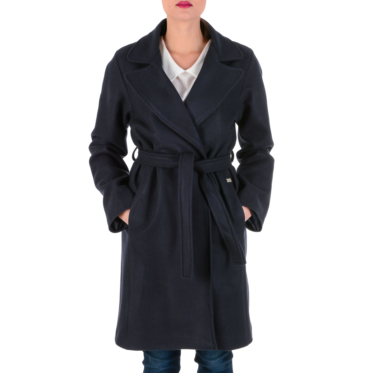 V 1969 Italia Cappotto da donna a maniche lunghe blu scuro JENNY
