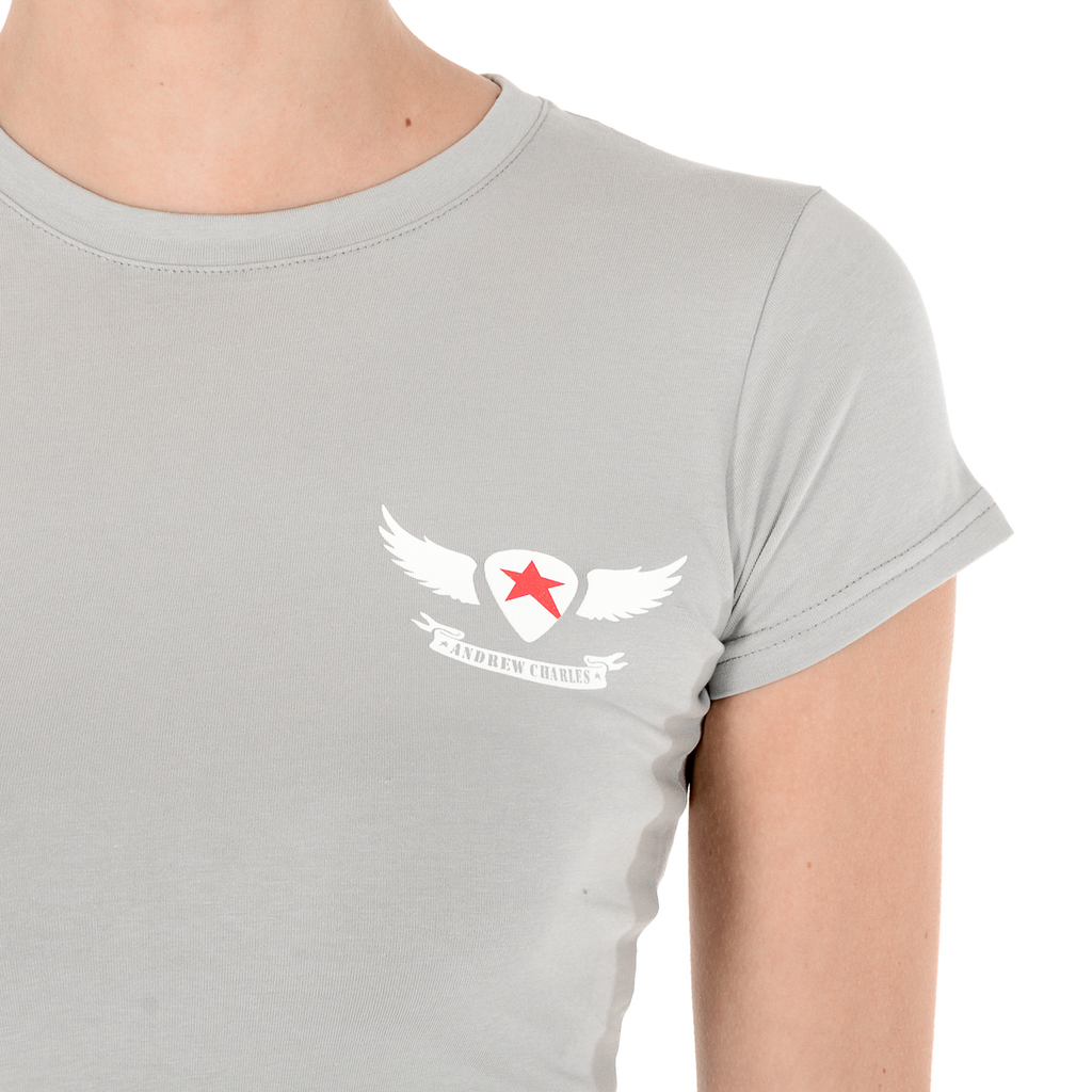 Andrew Charles T-shirt da donna a maniche corte con scollo rotondo, grigia TARANA