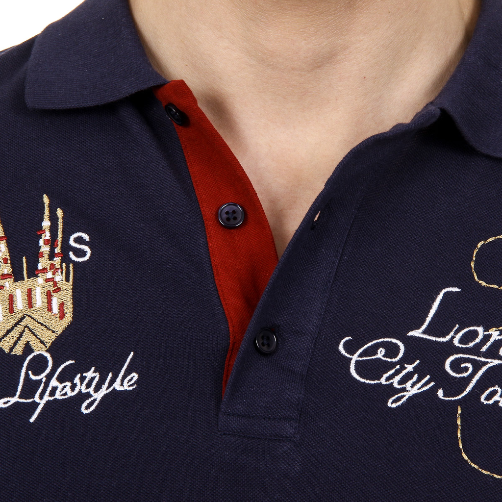 Polo da uomo a maniche corte Ufford & Suffolk Polo Club US005 BLU NAVY