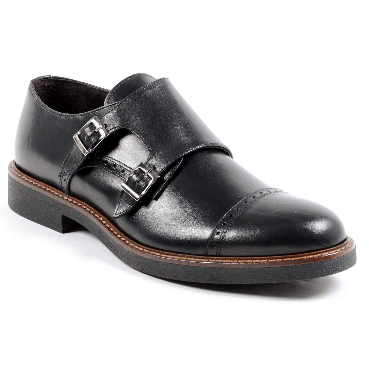 Andrew Charles Scarpe da uomo con cinturino Monk nere KURT