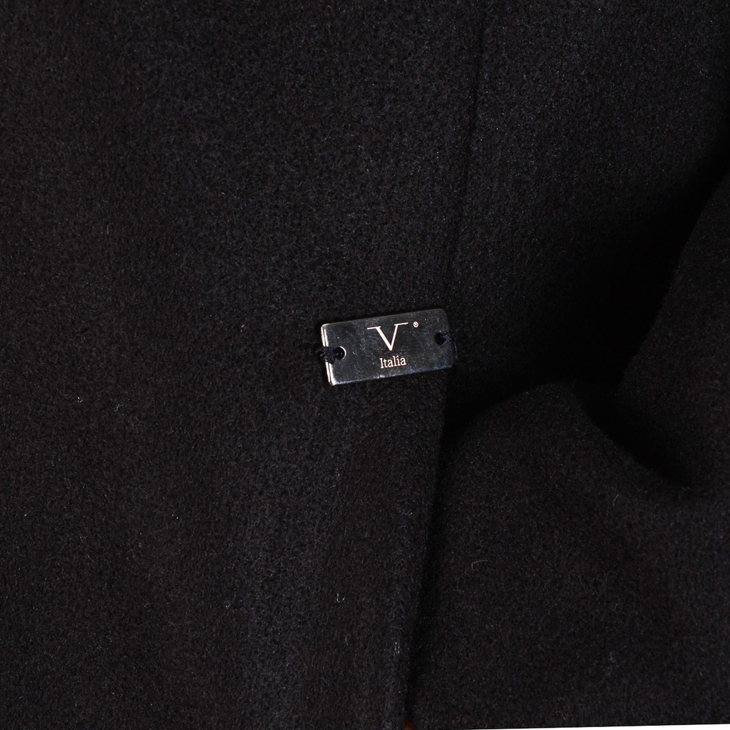 V 1969 Italia Cappotto da donna a maniche lunghe nero CHEYENNE