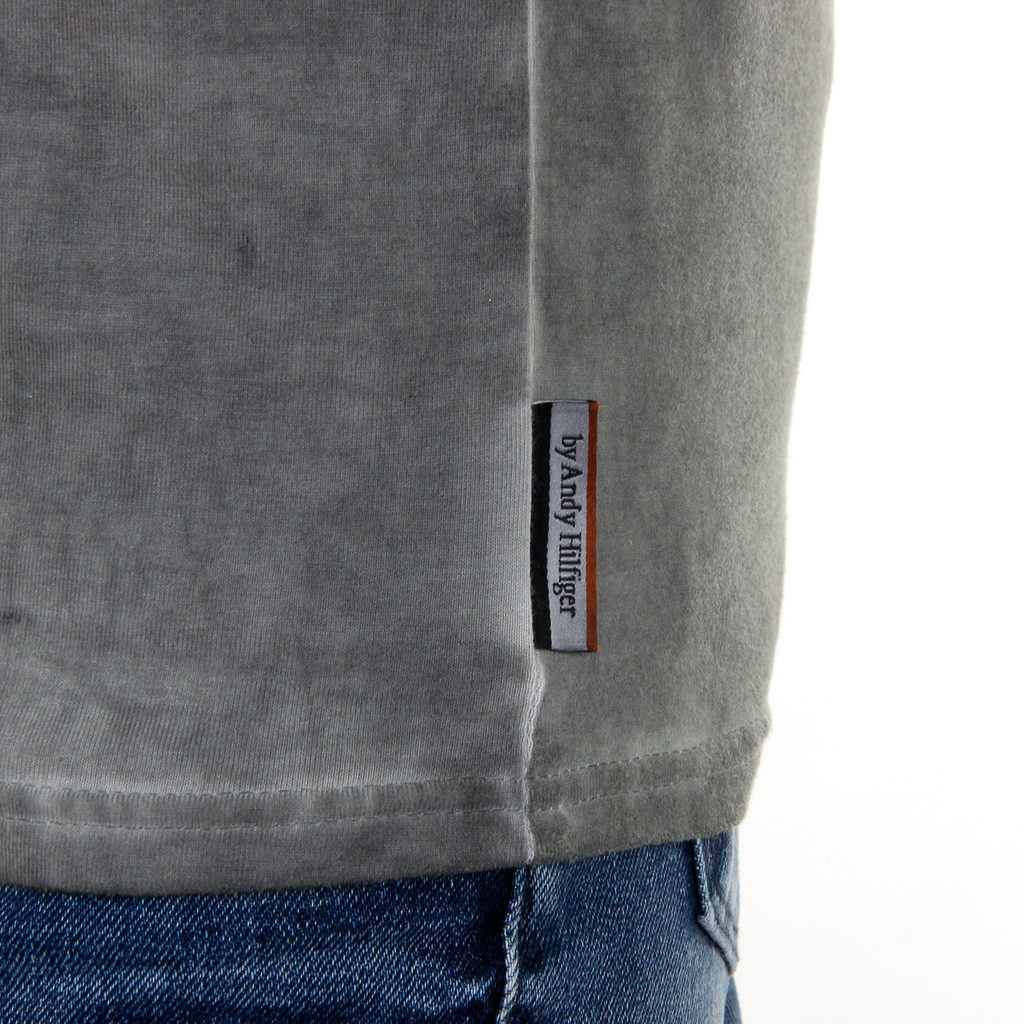 Andrew Charles T-shirt da uomo a maniche corte con scollo rotondo grigio chiaro KARITA