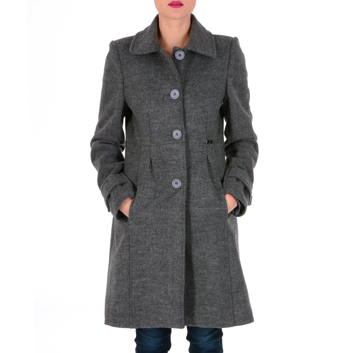 V 1969 Italia Cappotto da donna a maniche lunghe grigio scuro GAU