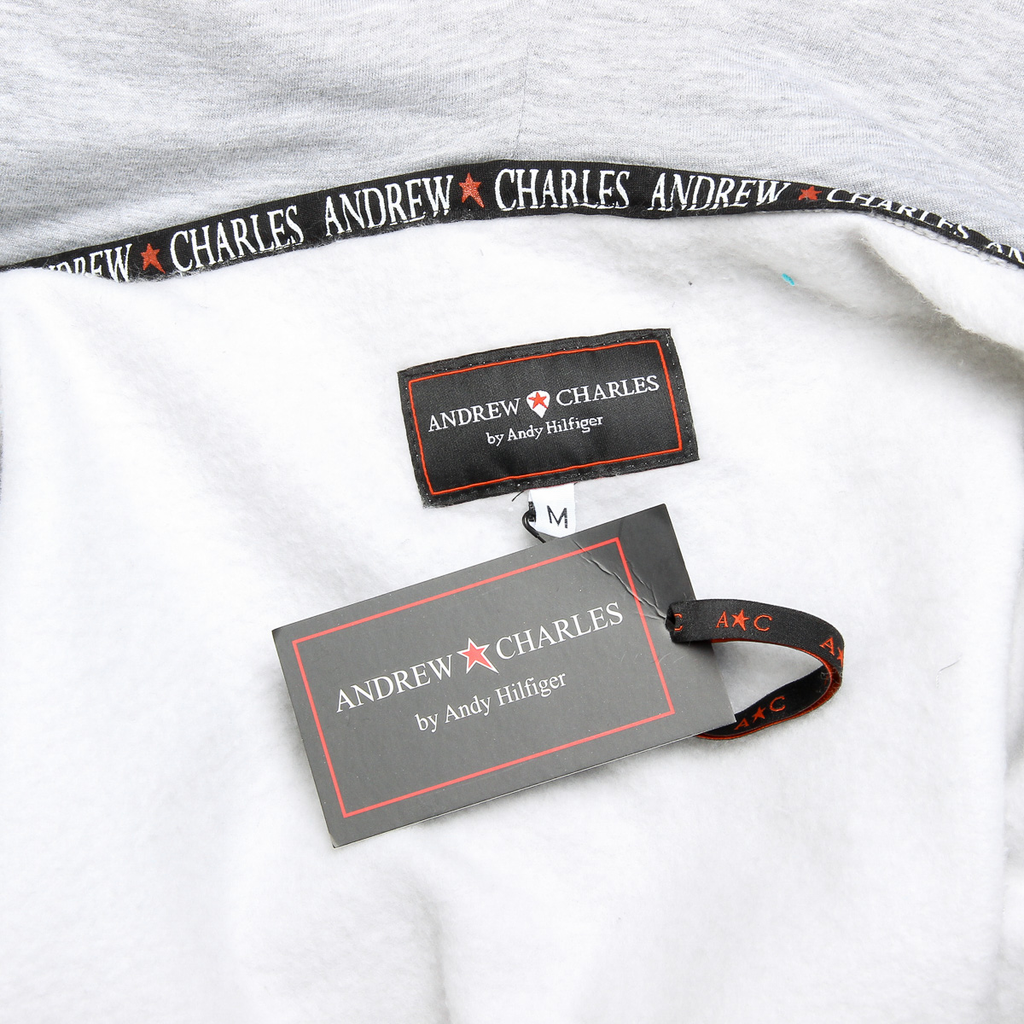 Felpa con cappuccio da uomo Andrew Charles con cerniera, maniche lunghe, scollo rotondo, grigio chiaro FELA