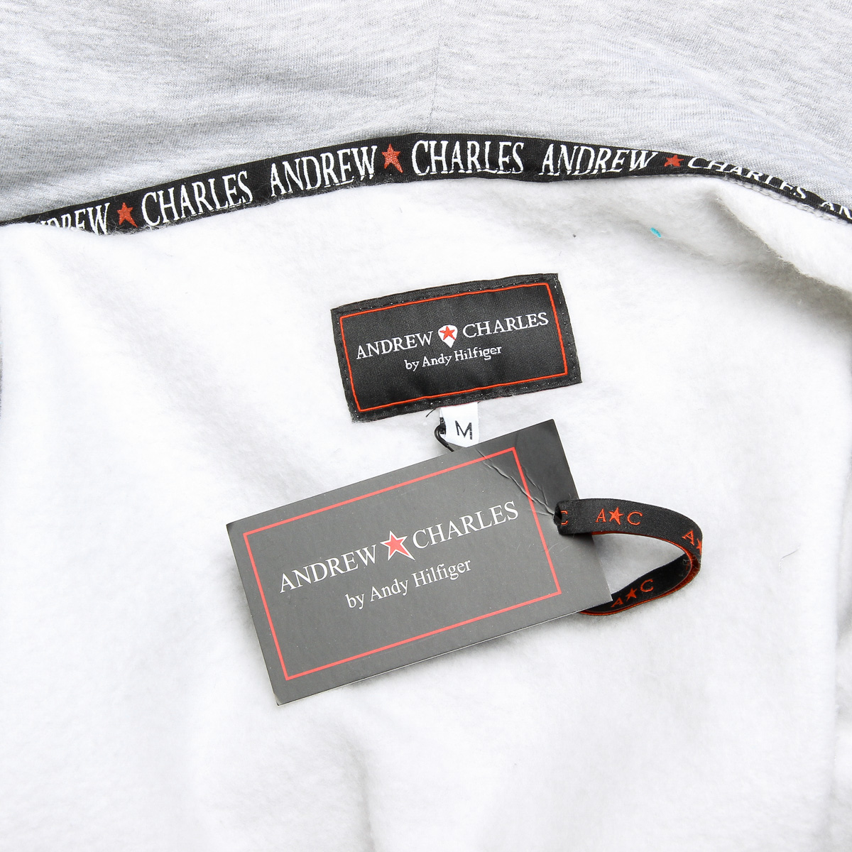 Felpa con cappuccio da uomo Andrew Charles con cerniera, maniche lunghe, scollo rotondo, grigio chiaro FELA