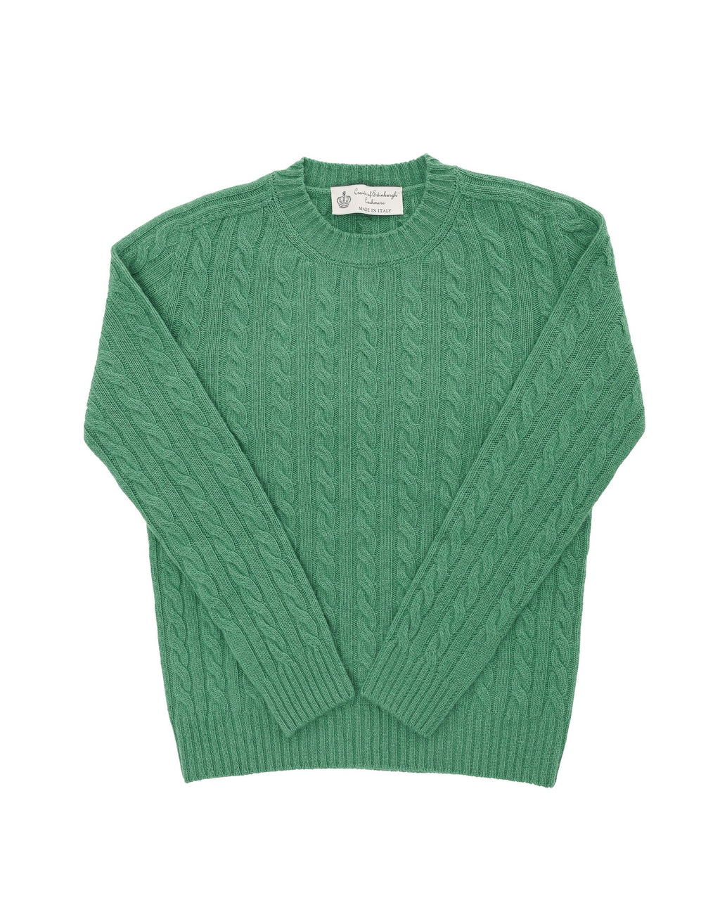Maglione girocollo da donna in cashmere Crown of Edinburgh COE 0033 VERDE