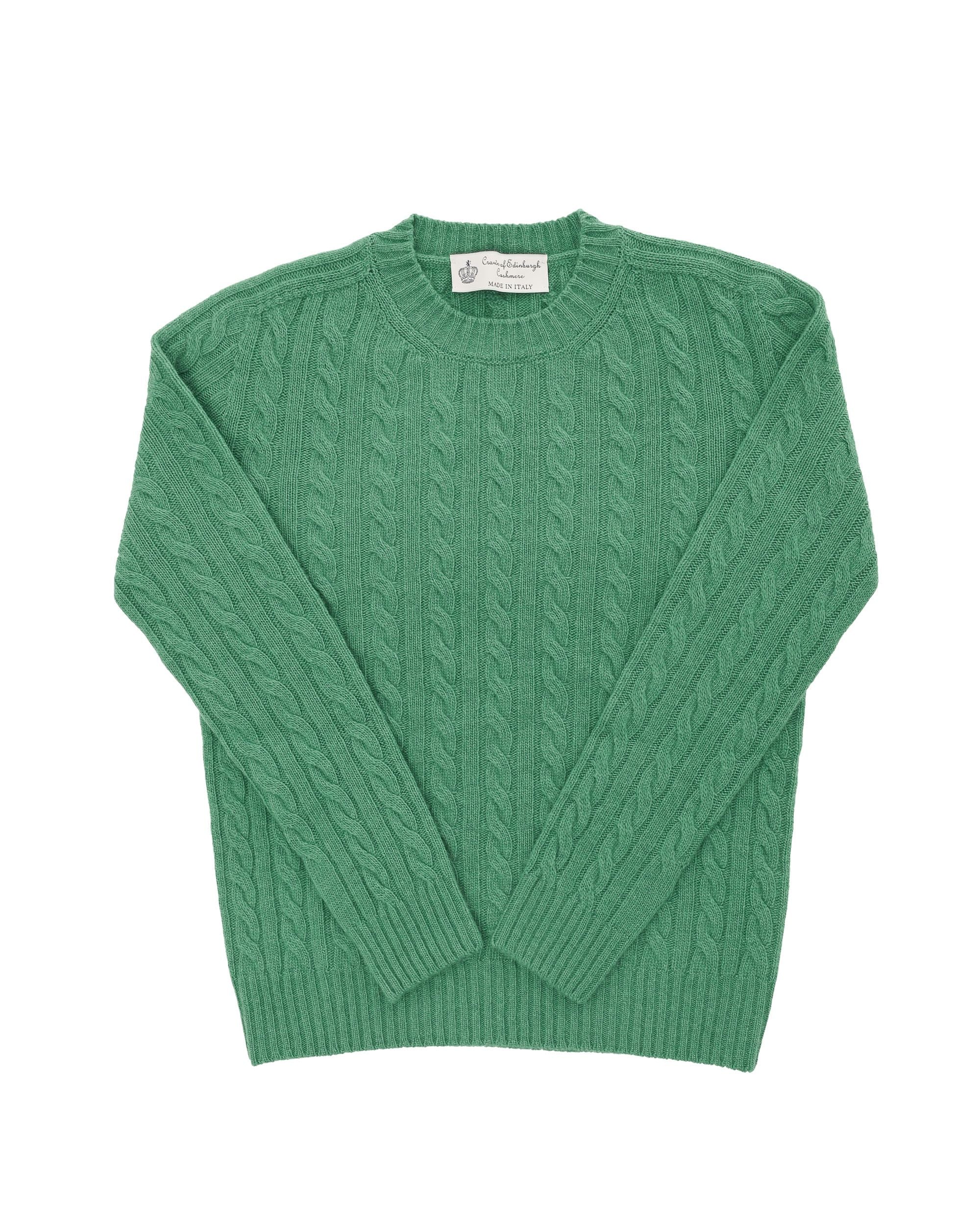 Maglione girocollo da donna in cashmere Crown of Edinburgh COE 0033 VERDE