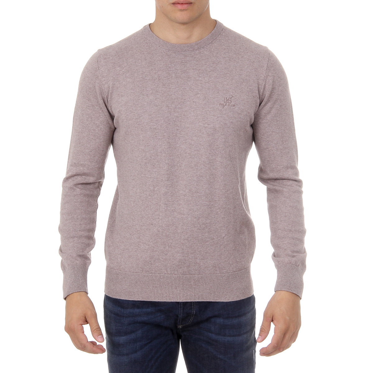 Maglione da uomo Ufford & Suffolk Polo Club a maniche lunghe con scollo rotondo PULLRUS100 VISON
