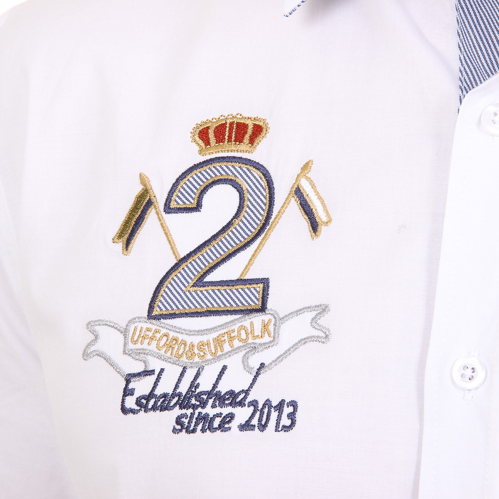 Ufford & Suffolk Polo Club Camicia da uomo a maniche lunghe US010 BIANCO