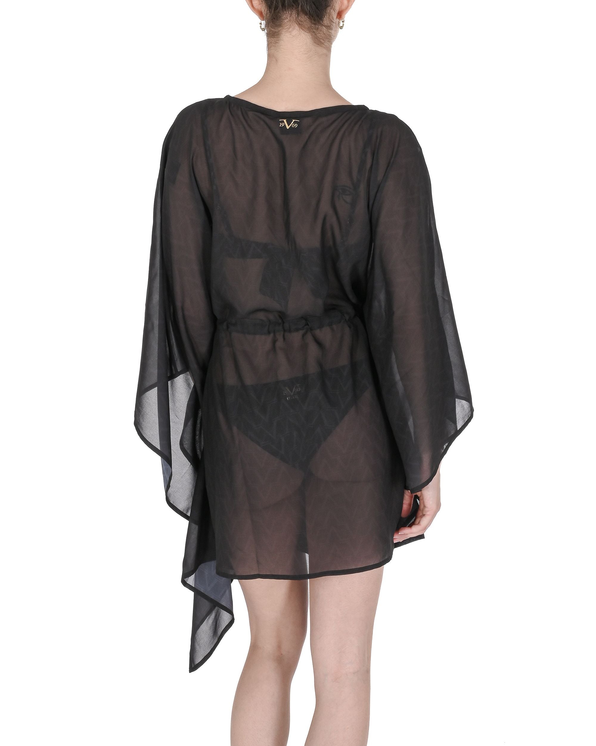 19V69 Italia Costume da bagno da donna in chiffon Caftano VSC1WCU03 NERO