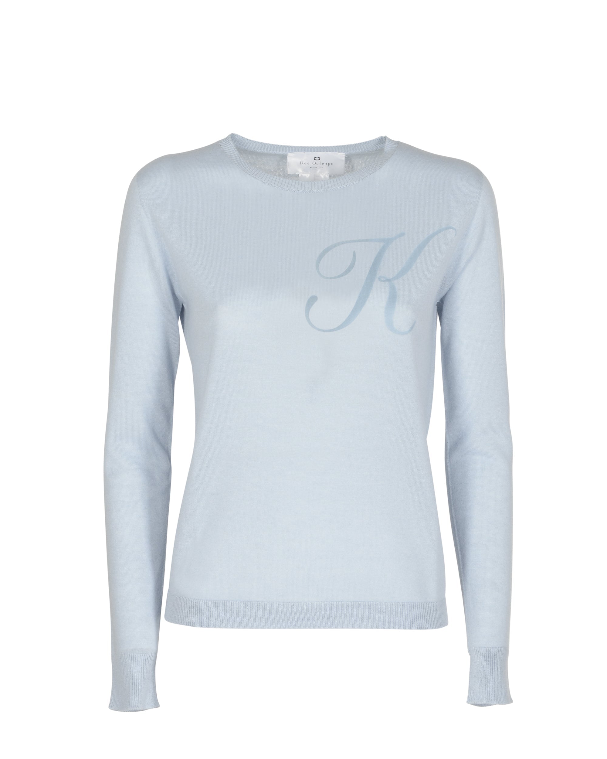 Maglia girocollo in cashmere estivo - Manica lunga - Azzurro