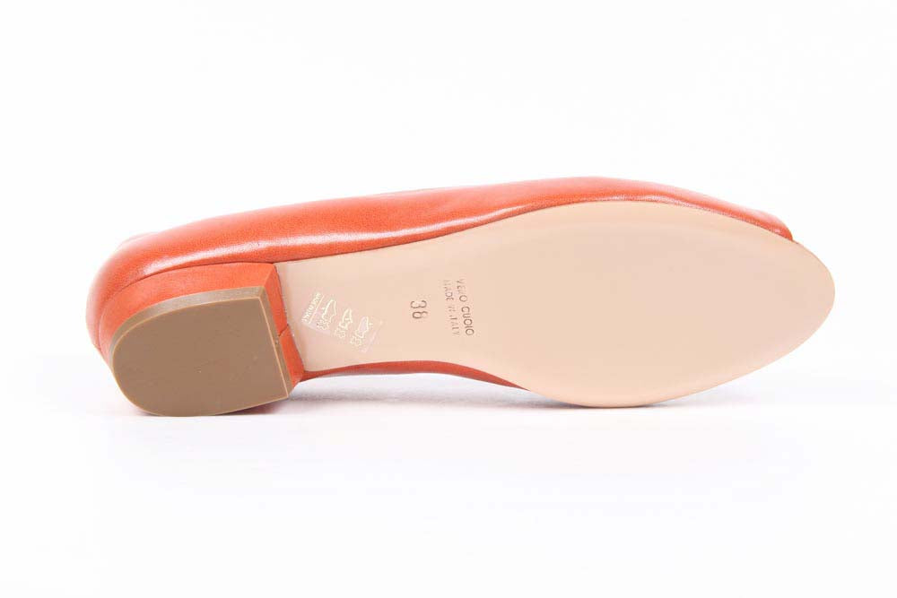 V 1969 Italia Ballerina da donna con tacco e punta aperta 5480-STEFY PE ELIOS15AR CAPRETTO ARANCIO