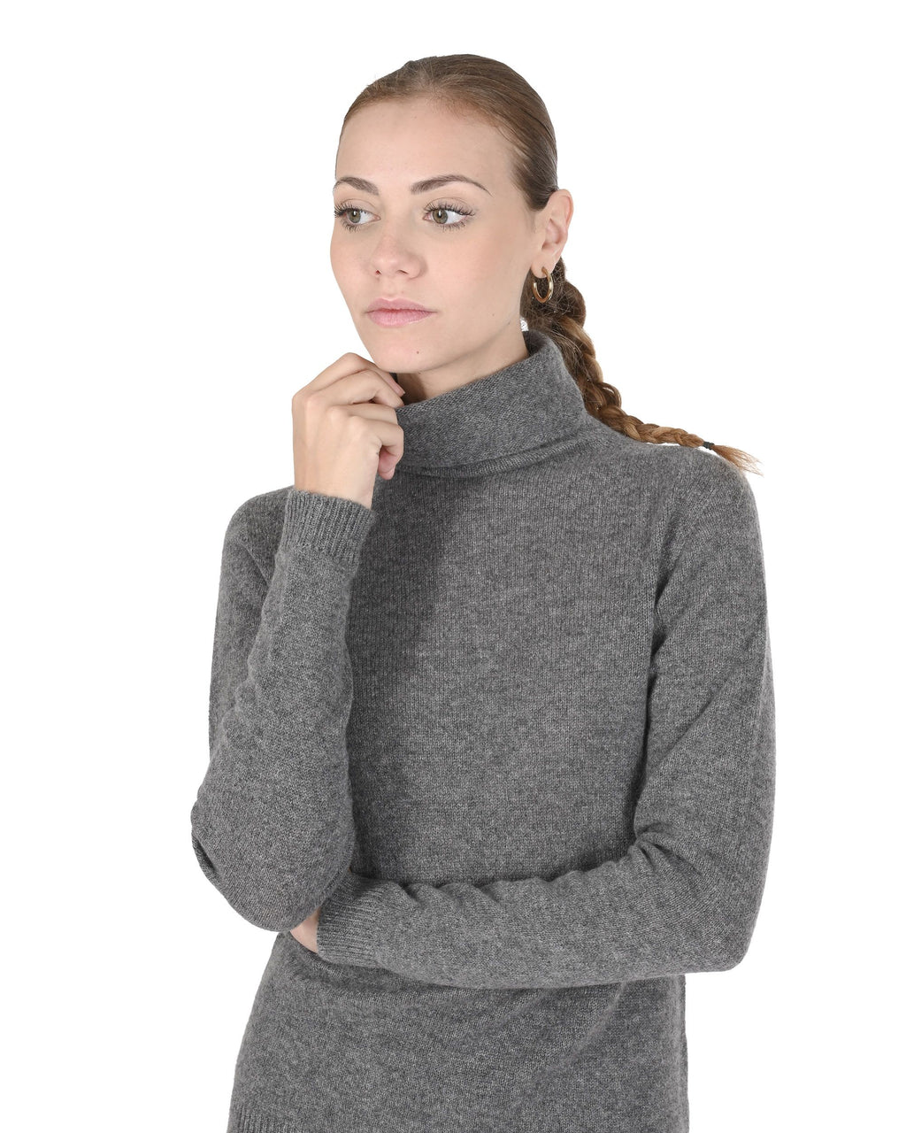 Maglione dolcevita da donna in cashmere Crown of Edinburgh COE 0021 SMOG