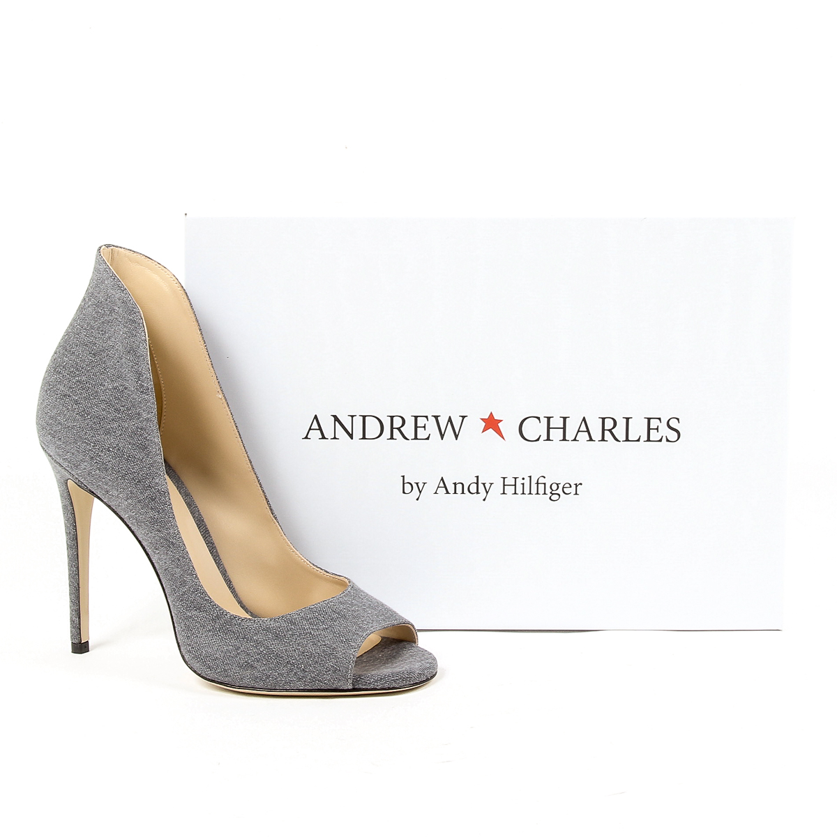 Andrew Charles - Décolleté da donna con punta aperta in denim DAFNE