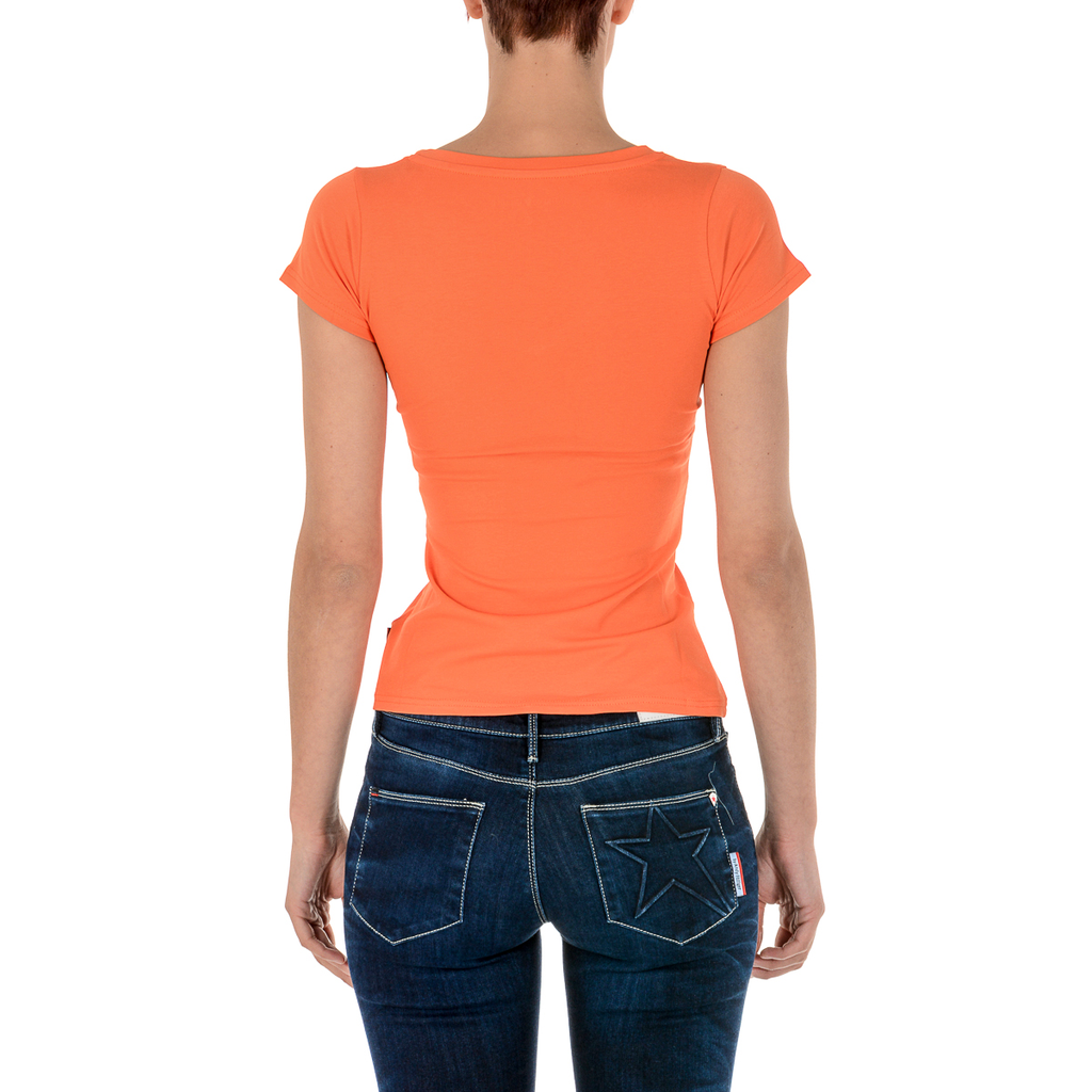 Andrew Charles T-shirt da donna a maniche corte con scollo a V arancione TAPIWA