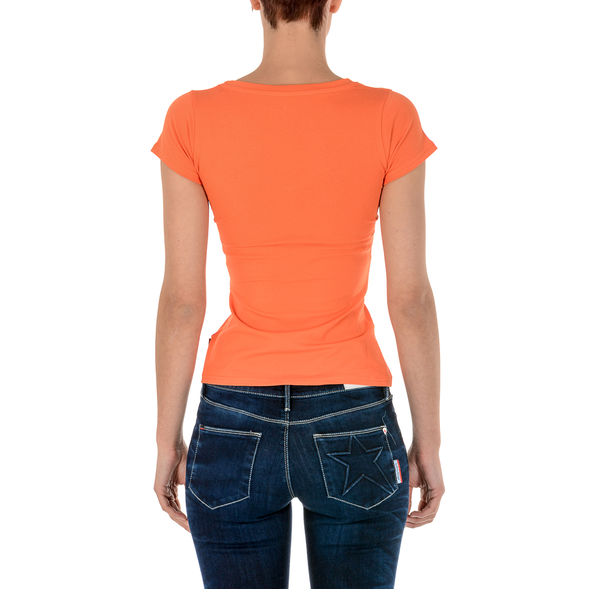 Andrew Charles T-shirt da donna a maniche corte con scollo a V arancione TAPIWA