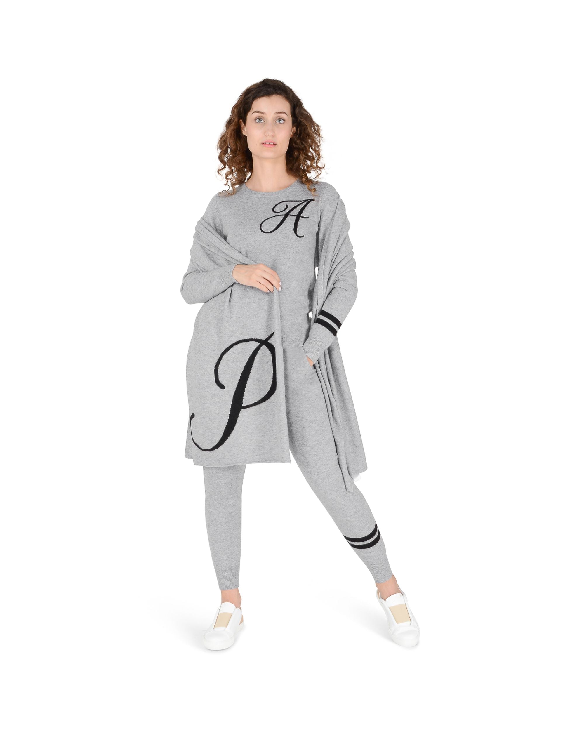 Sciarpa monogrammata Dee Ocleppo DEAN VILLAGE GREY P