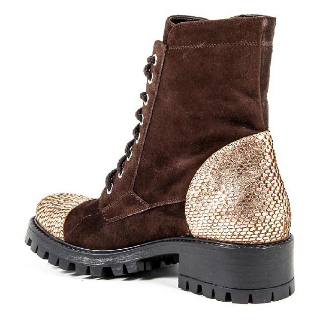 V 1969 Italia Womens Short Boot B1476 VELOUR TDM PITONE BRONZO