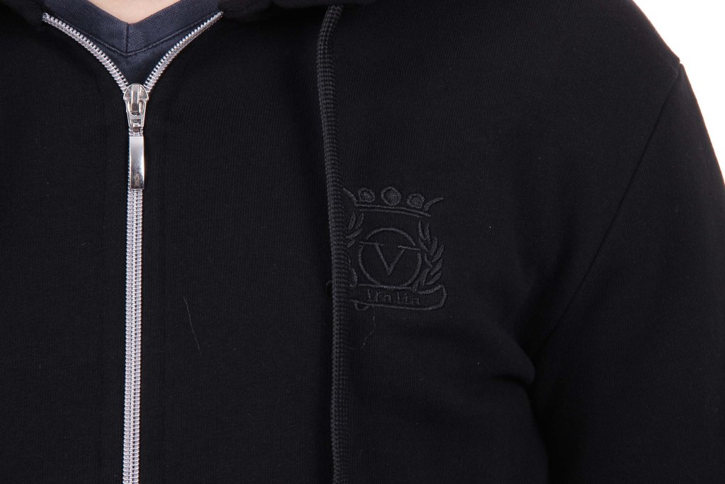 Felpa con cappuccio da uomo V 1969 Italia con cerniera ART. 4468 NERO